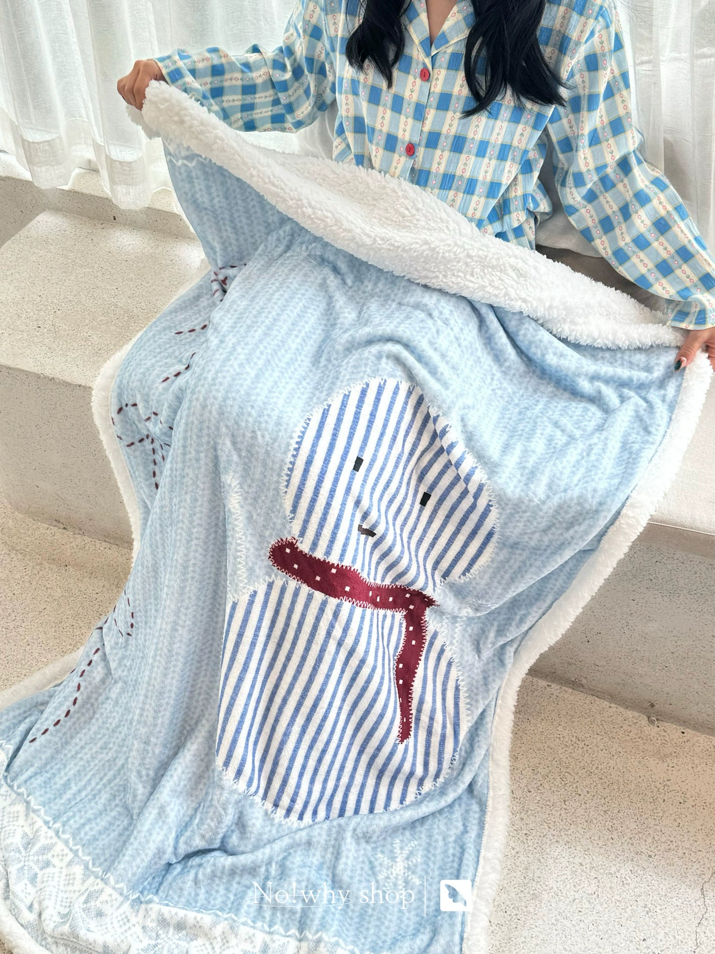 Fel Island "Little Snowman" flannel lamb flannel double-layer thick blanket
