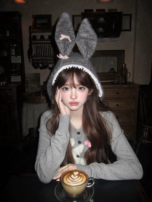Cute rabbit ear plush hat