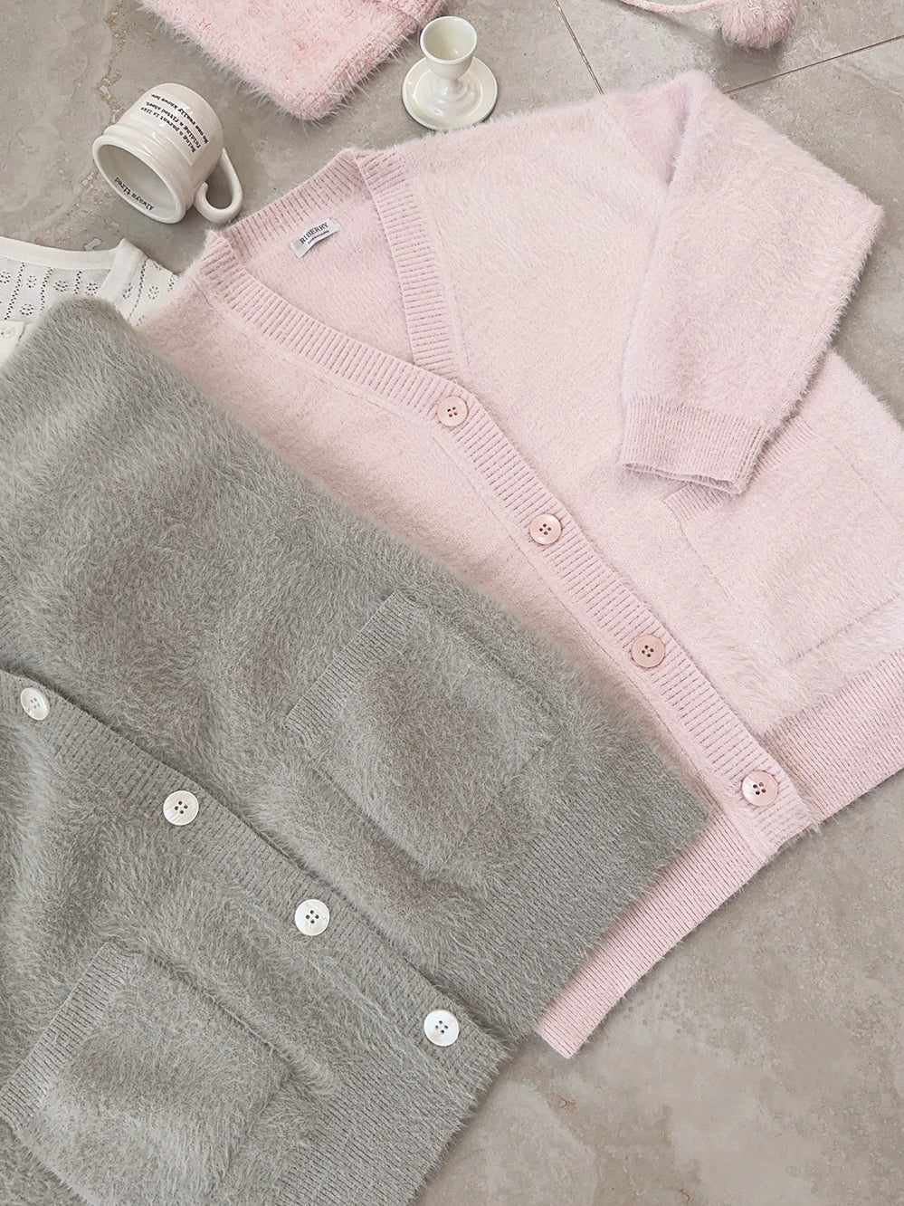 Imitation mink fur furry sweater cardigan