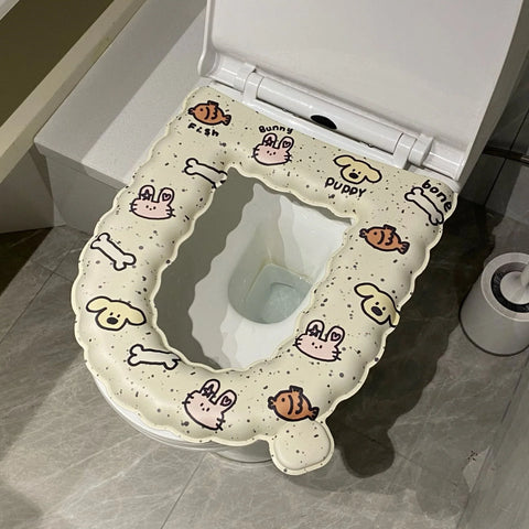 Cartoon cat lace toilet seat cushion