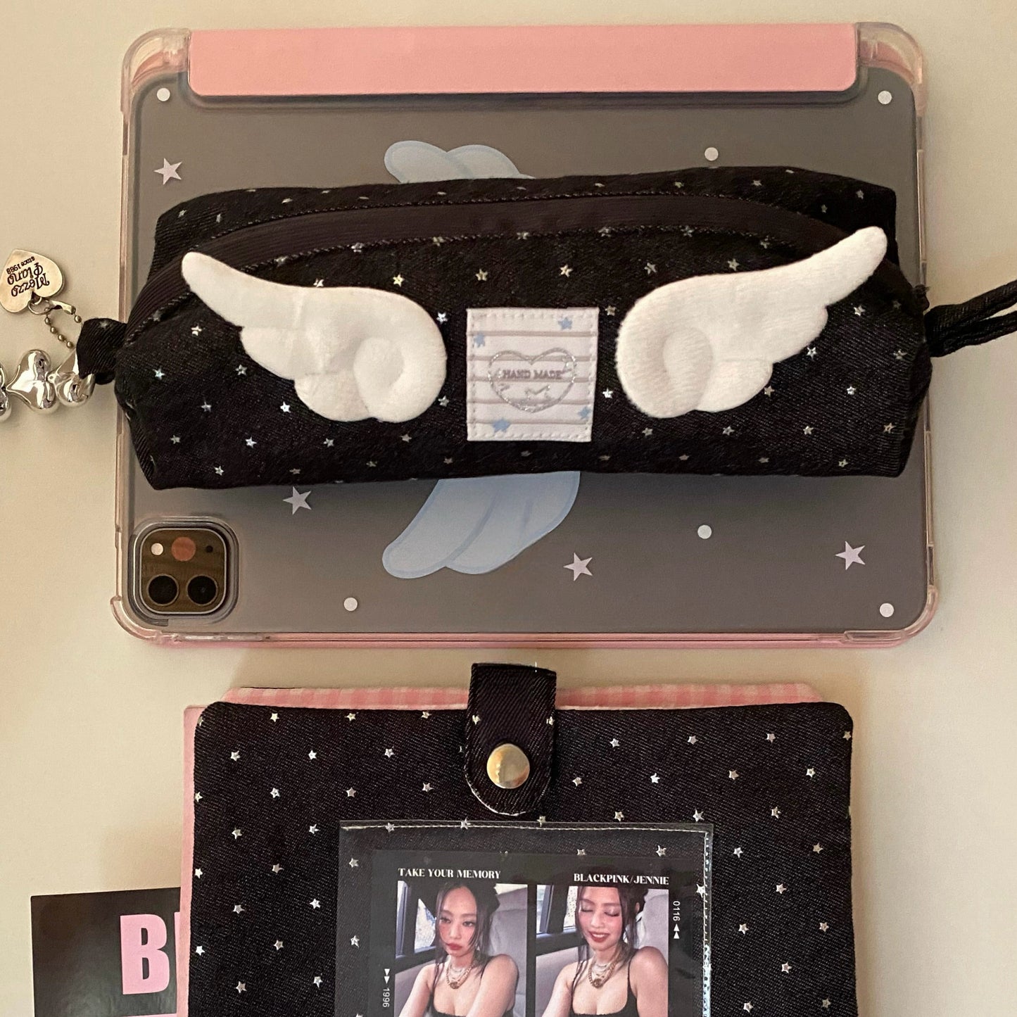 Angel Wings Star Hot Silver Pencil Bag