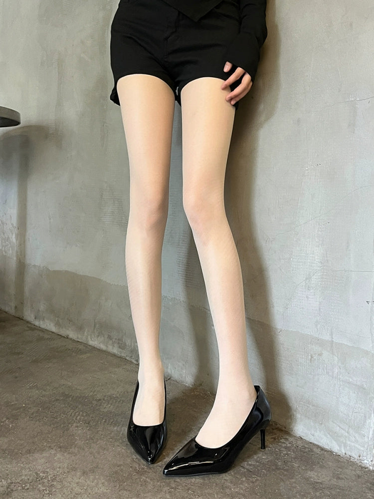 Diagonal striped silk pantyhose