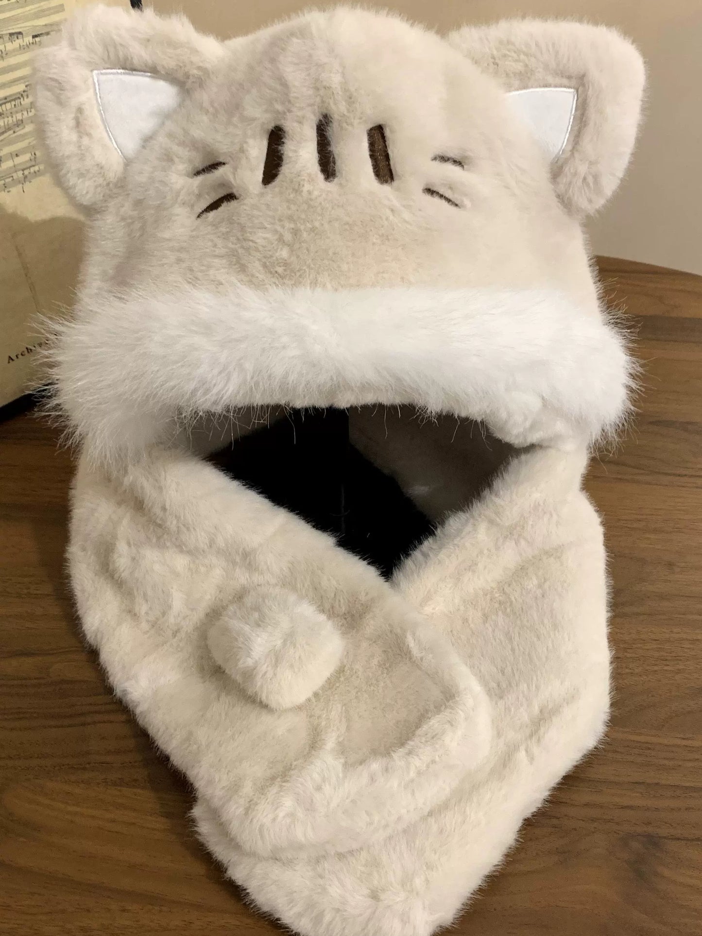 Cute kitten hat scarf in one