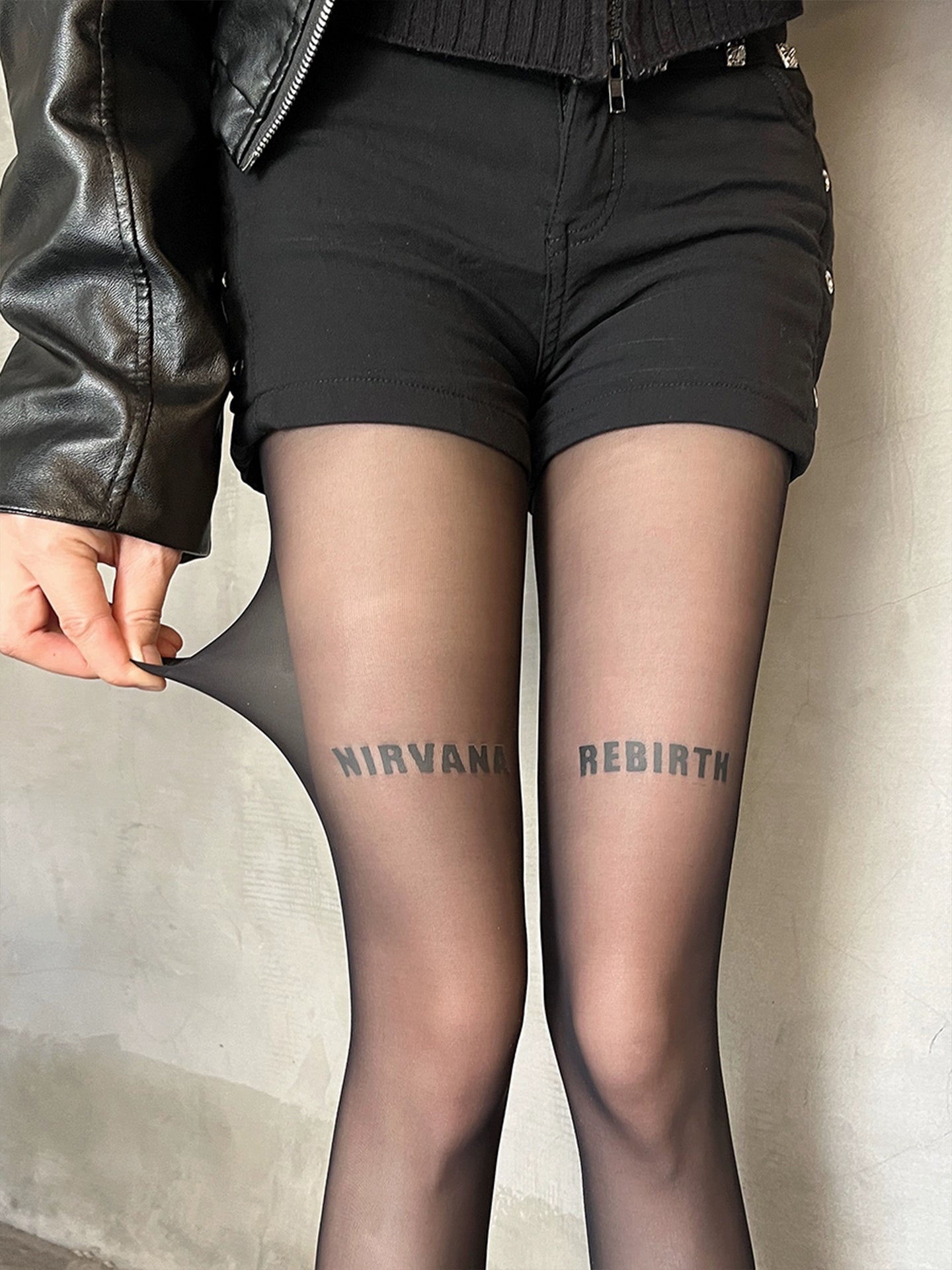 Letter printed ultra-thin pantyhose