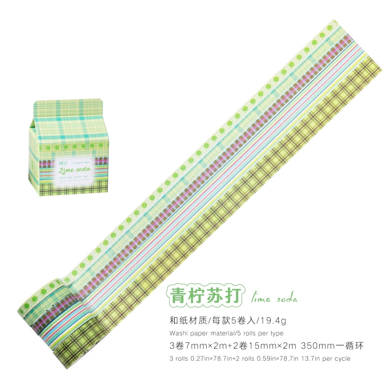 5rolls zipper tape set, ancient memories, colorful checkered patchwork