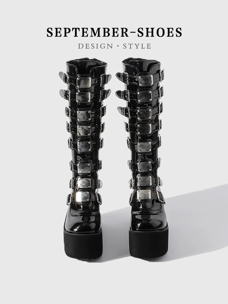 Punk height increasing thick soled boots