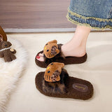 Brown Hello Kitty Plush Slippers