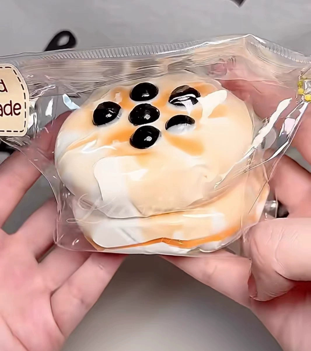 Black sugar pearl thick toast silicone squishy