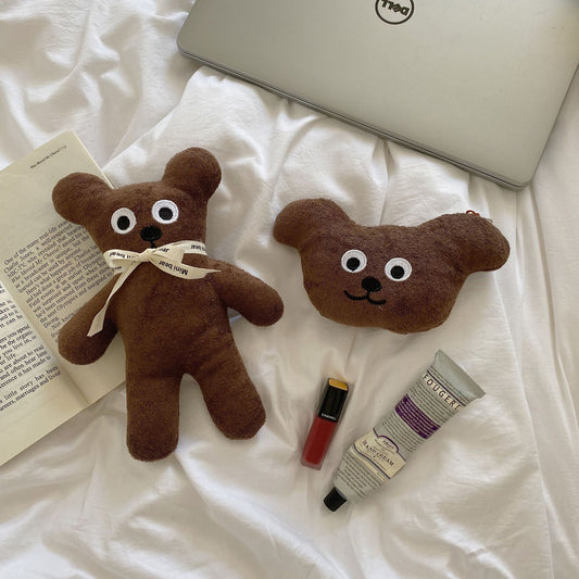 Cute Biscuit Bear Plush Card Bag Pendant
