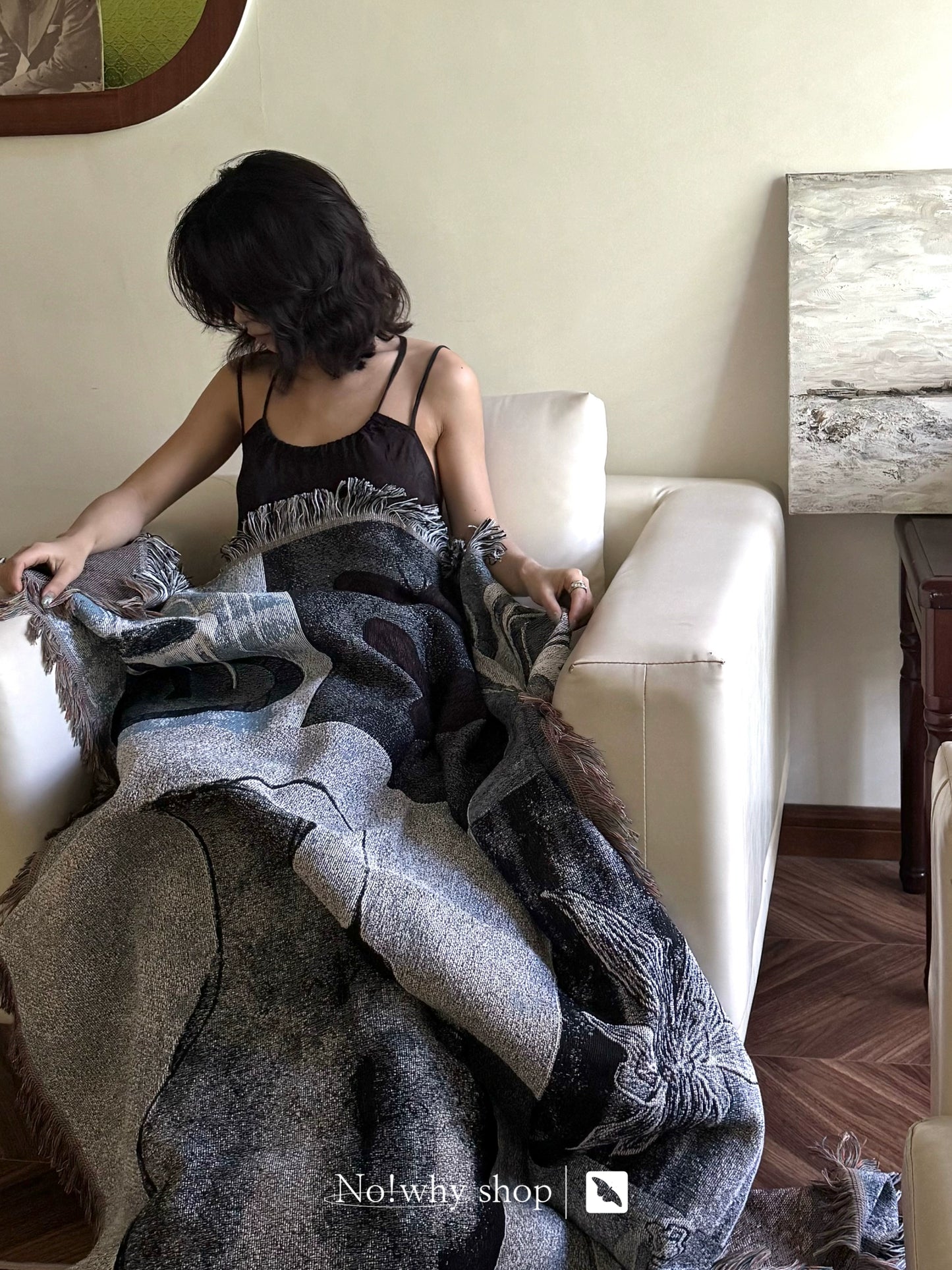 Vintage and Elegant Hand drawn Blanket Knitted