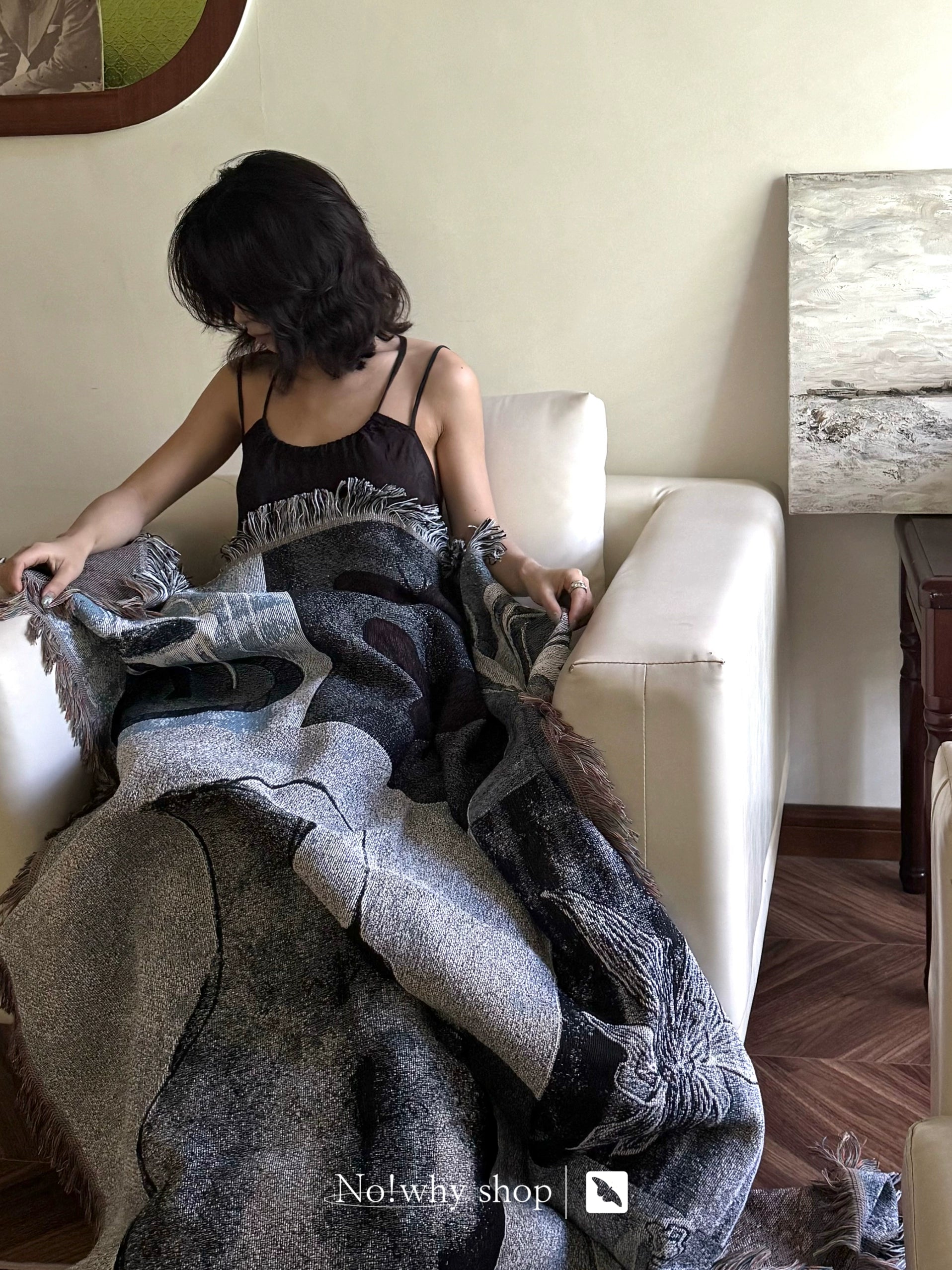 Vintage and Elegant Hand drawn Blanket Knitted