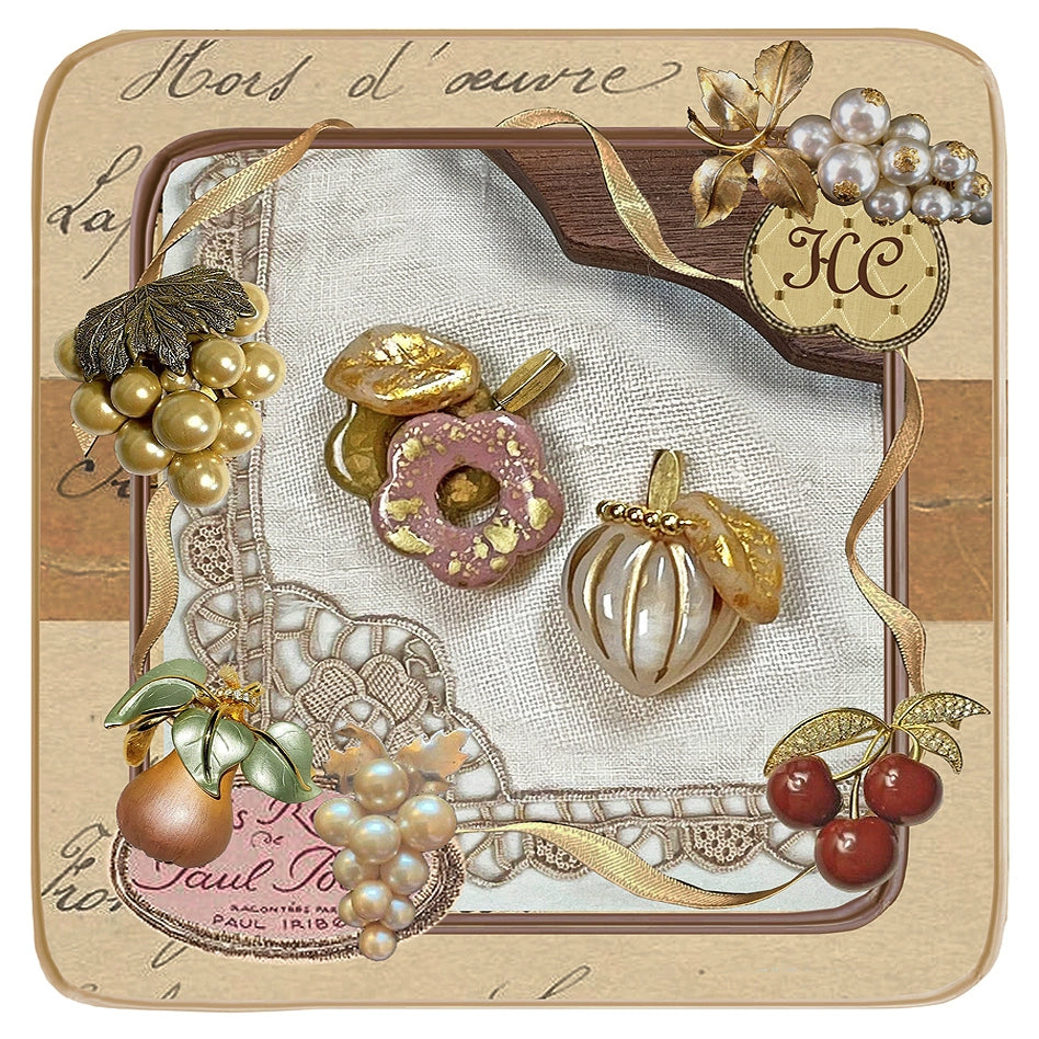 ~Honeysuckle Story~Flower&Fruit Collection Antique Fruit Shaped Gold Earrings