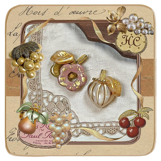 ~Honeysuckle Story~Flower&Fruit Collection Antique Fruit Shaped Gold Earrings
