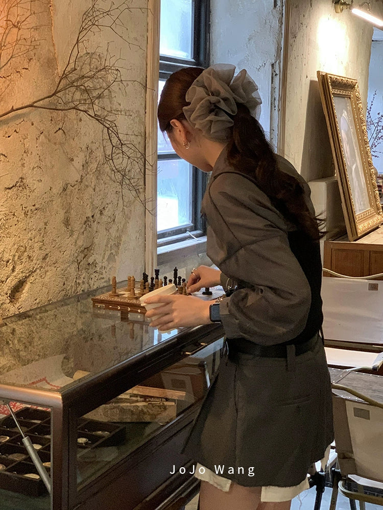 Grey organza headband