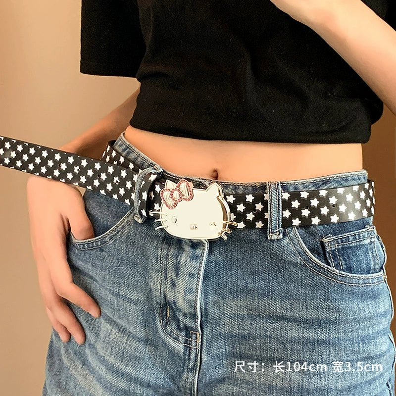 Cute Hello Kitty Decorative Leopard Pattern Belt