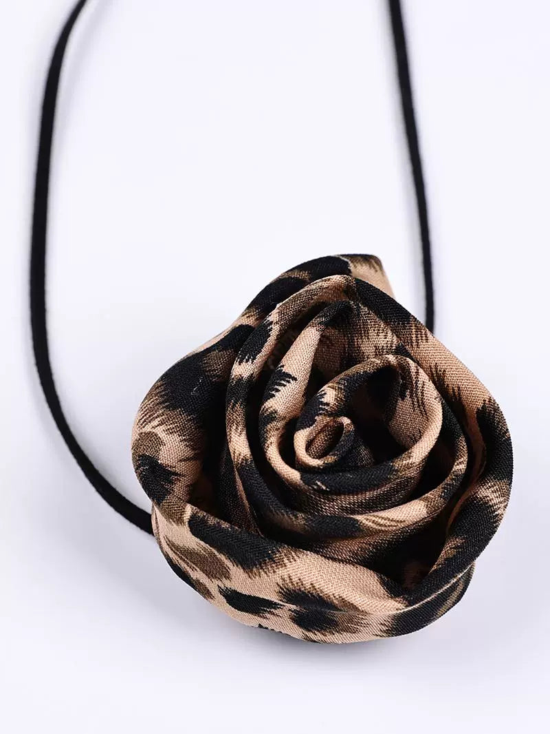 Leopard print rose neck strap