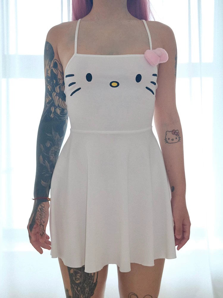 Cute kitty embroidered dress