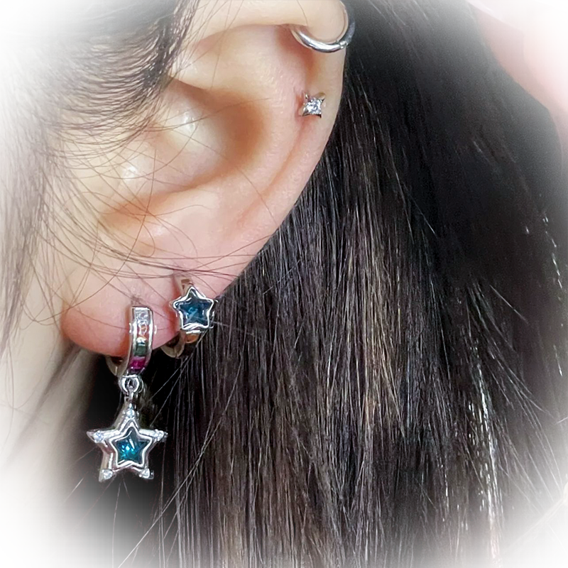 Y2K Blue Wishing Star Earrings