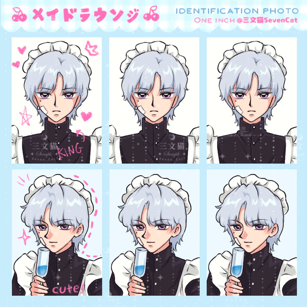 Maid Tea Shop Set Handbag Stickers Japanese Showa Card ID Photo