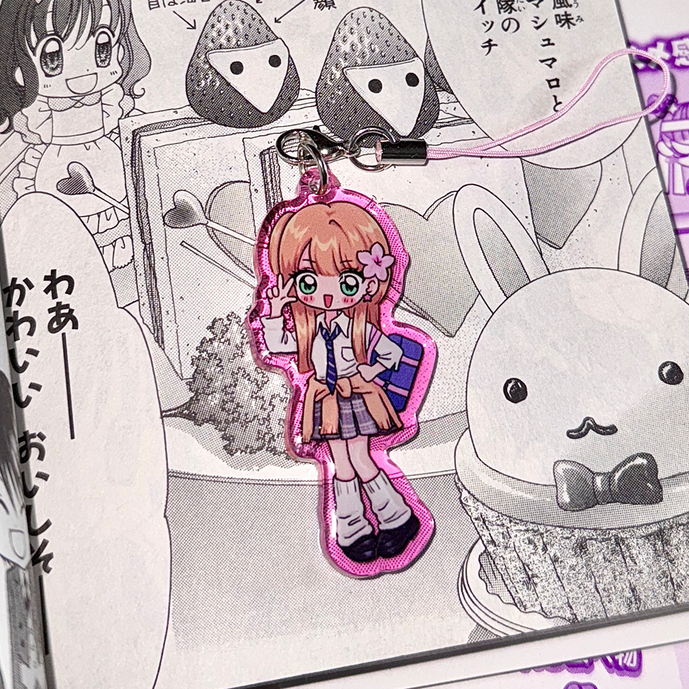 Cute girl acrylic drip keychain