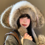 Cute rabbit ear plush hat