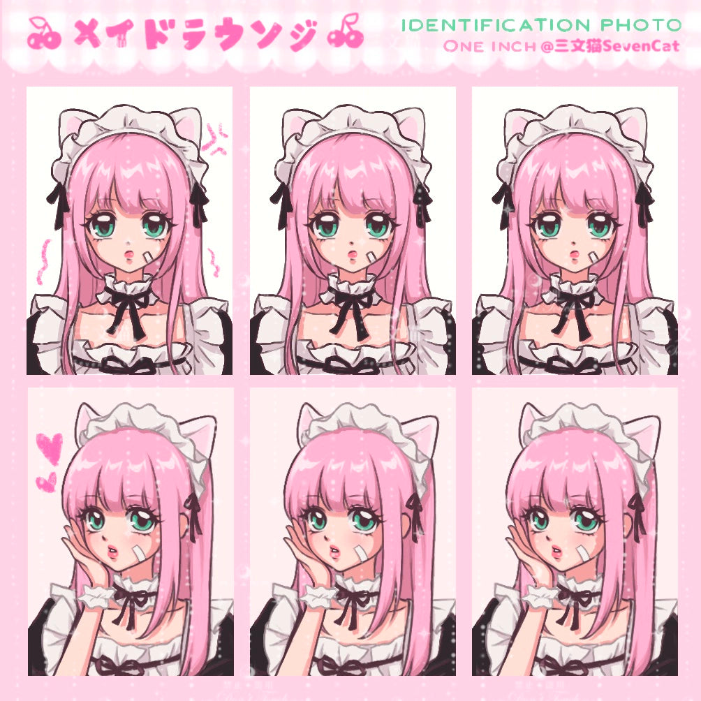 Maid Tea Shop Set Handbag Stickers Japanese Showa Card ID Photo