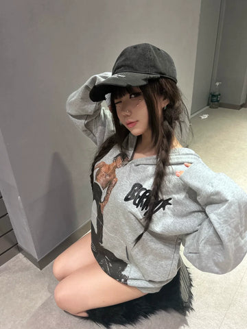 Spoof Travis Scott Portrait Grey Embroidered Hooded Jacket