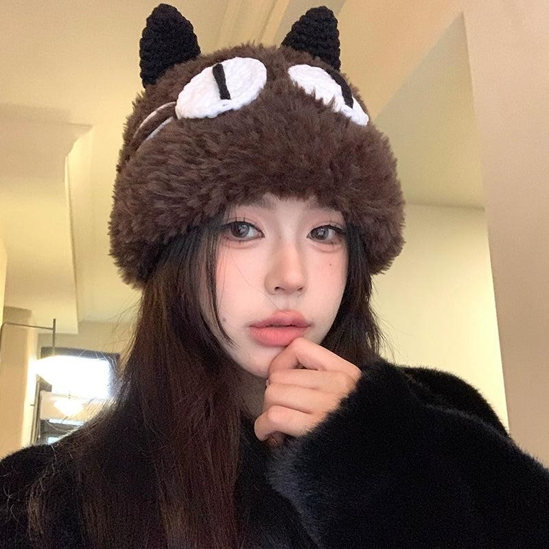 Cute Big eyed Cat Plush Hat