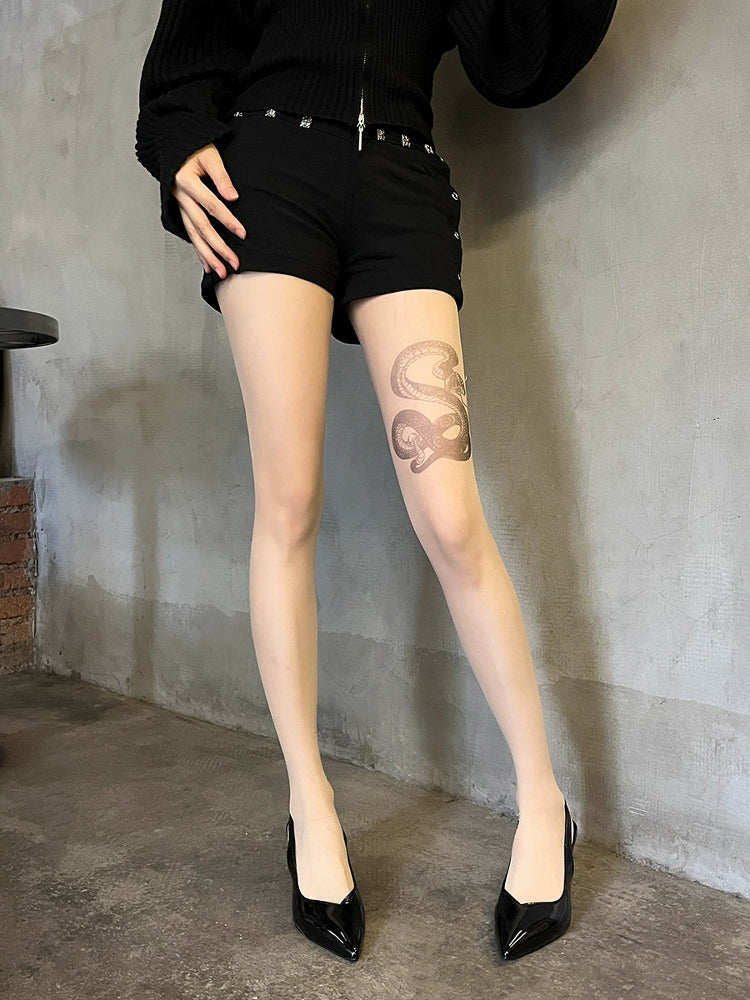 Serpentine Pattern Printed Pantyhose