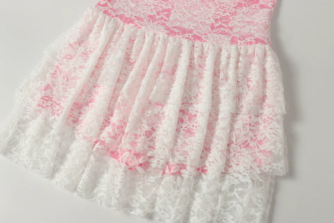 three-layer white lace dress
