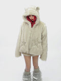 Cat ear hooded cotton jacket, cami shorts set
