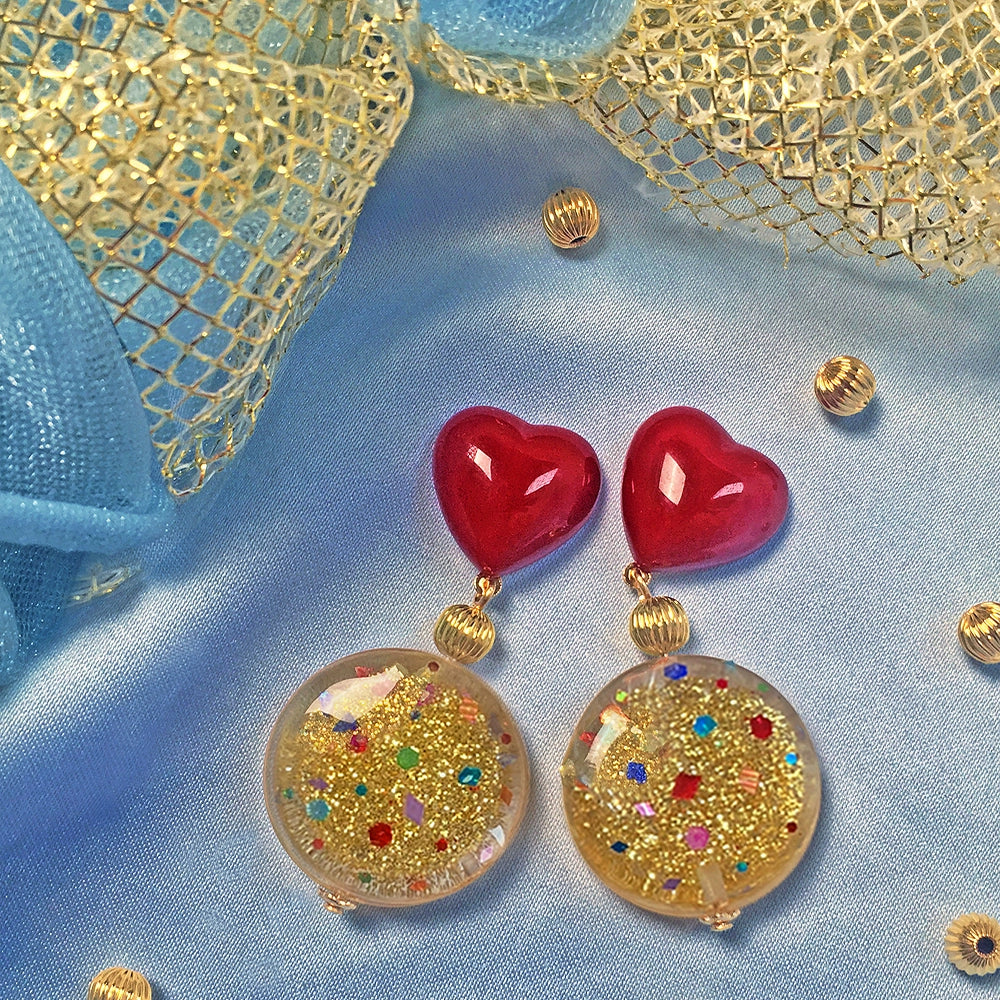 Disco1991 Heartbroken Century Dance Hall Gold Sparkling Modern Earrings Retro Disco