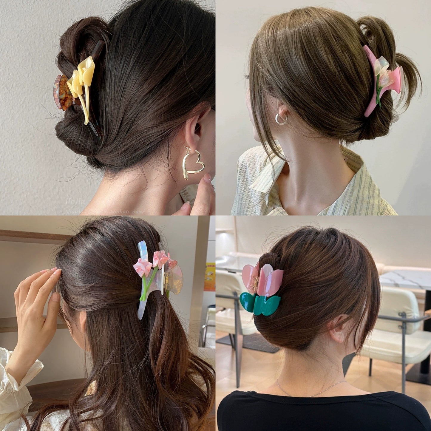 Spring Garden Flower Hair Shark Clip