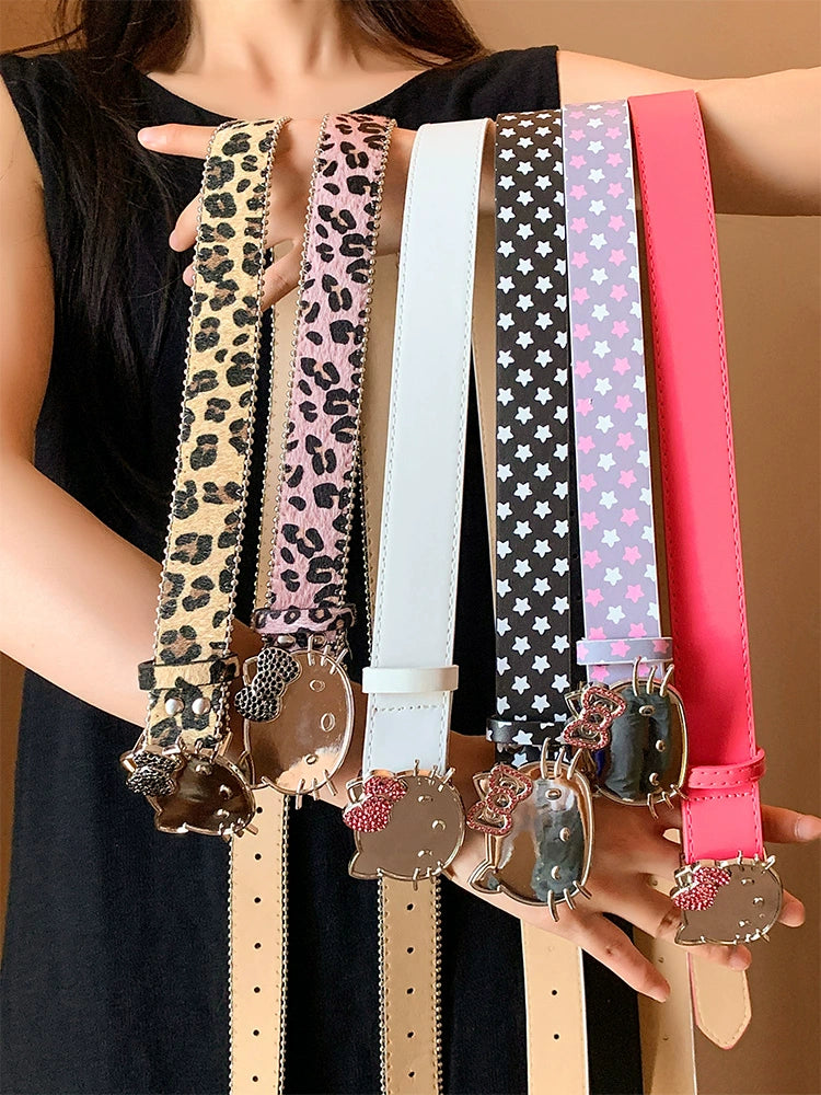 Cute Hello Kitty Decorative Leopard Pattern Belt