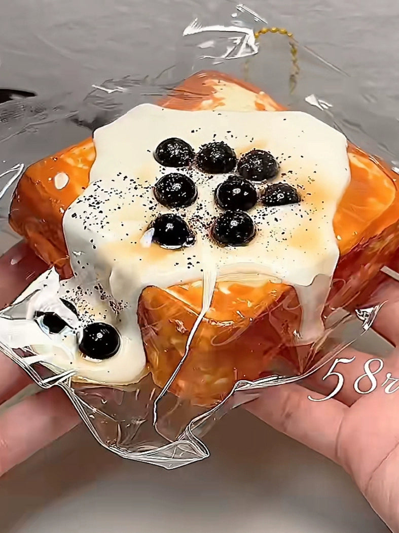 Black sugar pearl thick toast silicone squishy