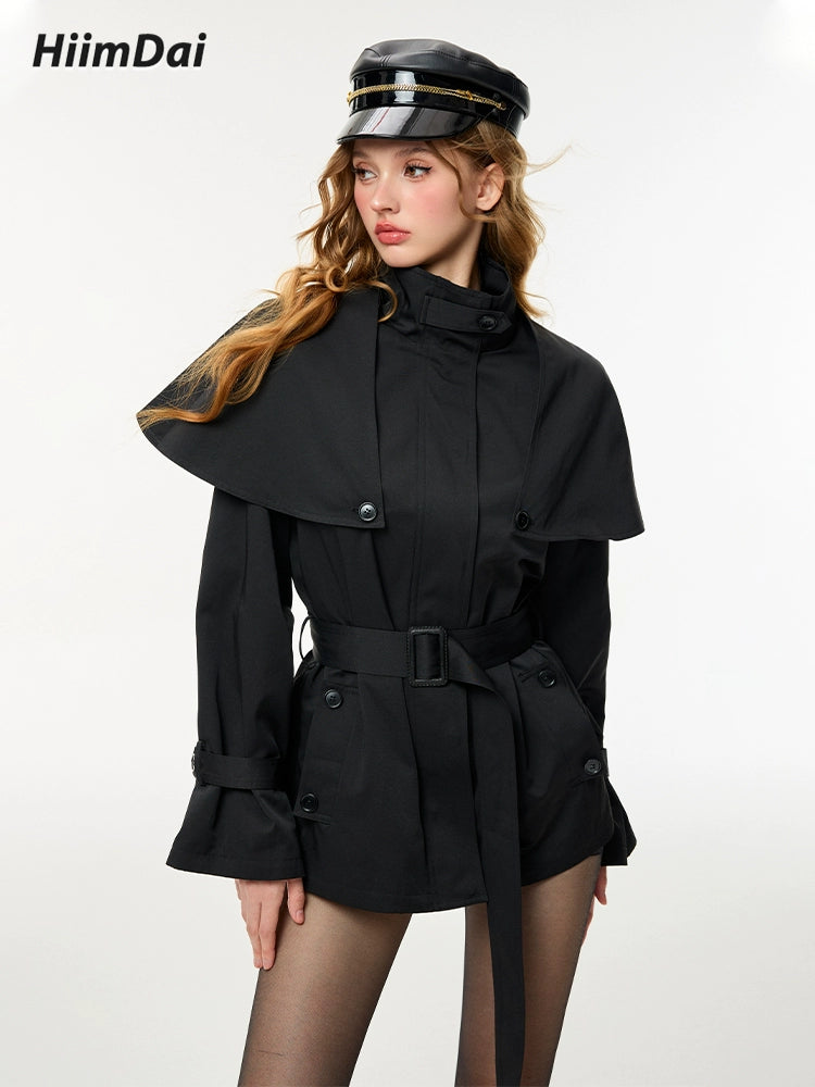trench coat with a detachable shawl