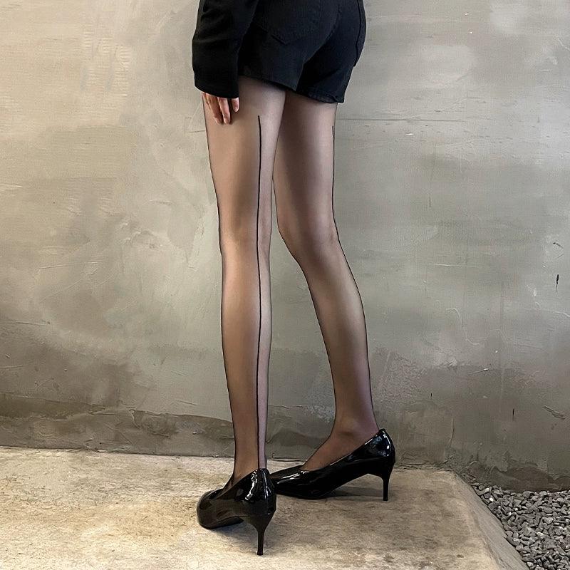 Vertical striped retro shrimp line pantyhose