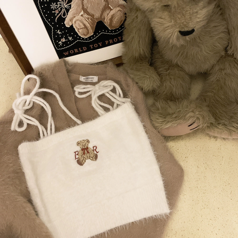 Imitation mink fur plush teddy bear sweater cami