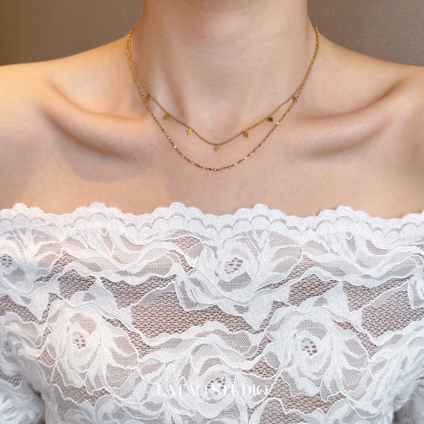 Dream Butterfly "Golden Bow Multi layered Long tassel Necklace