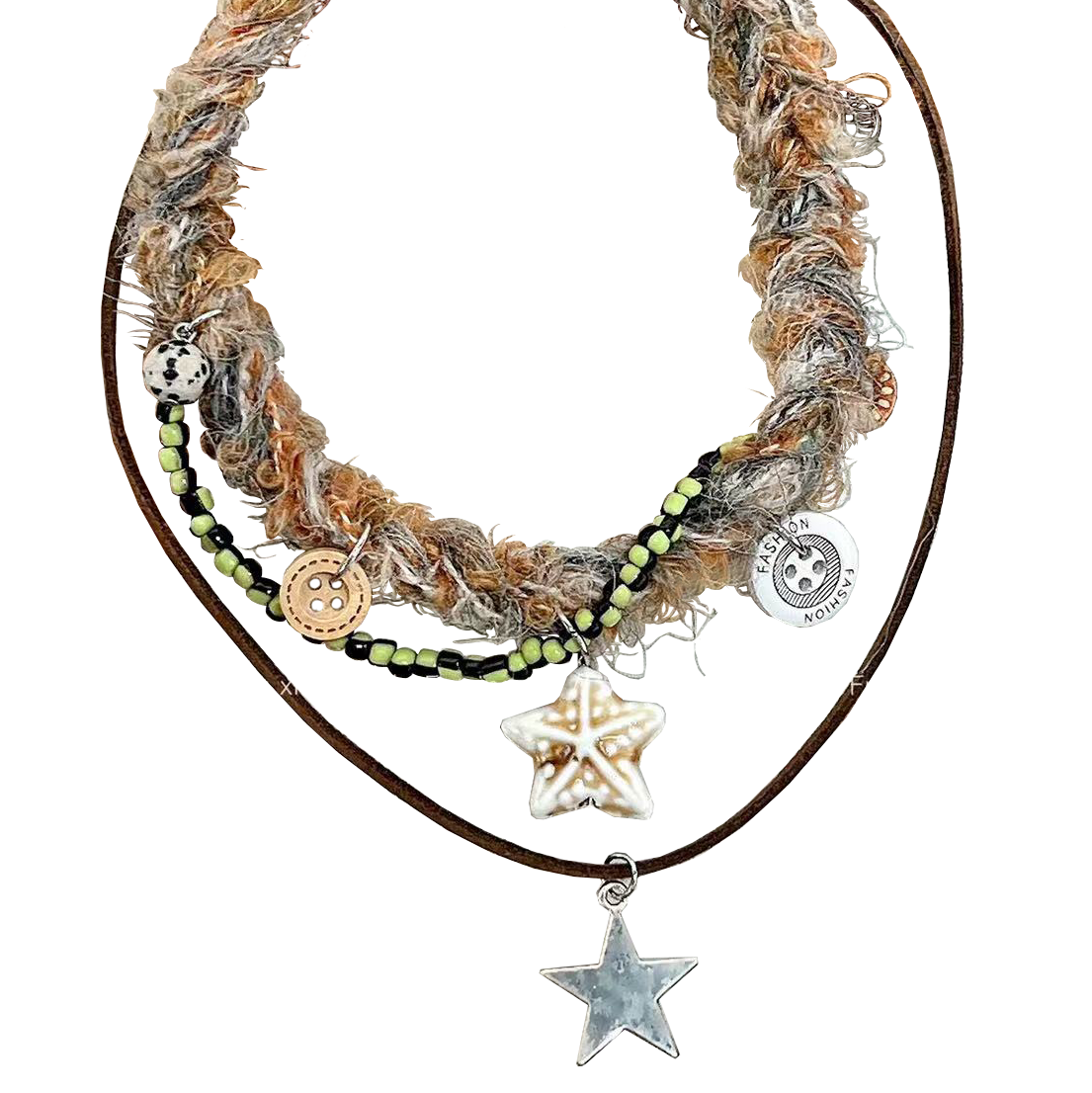 Y2K hippie wasteland style button plush choker