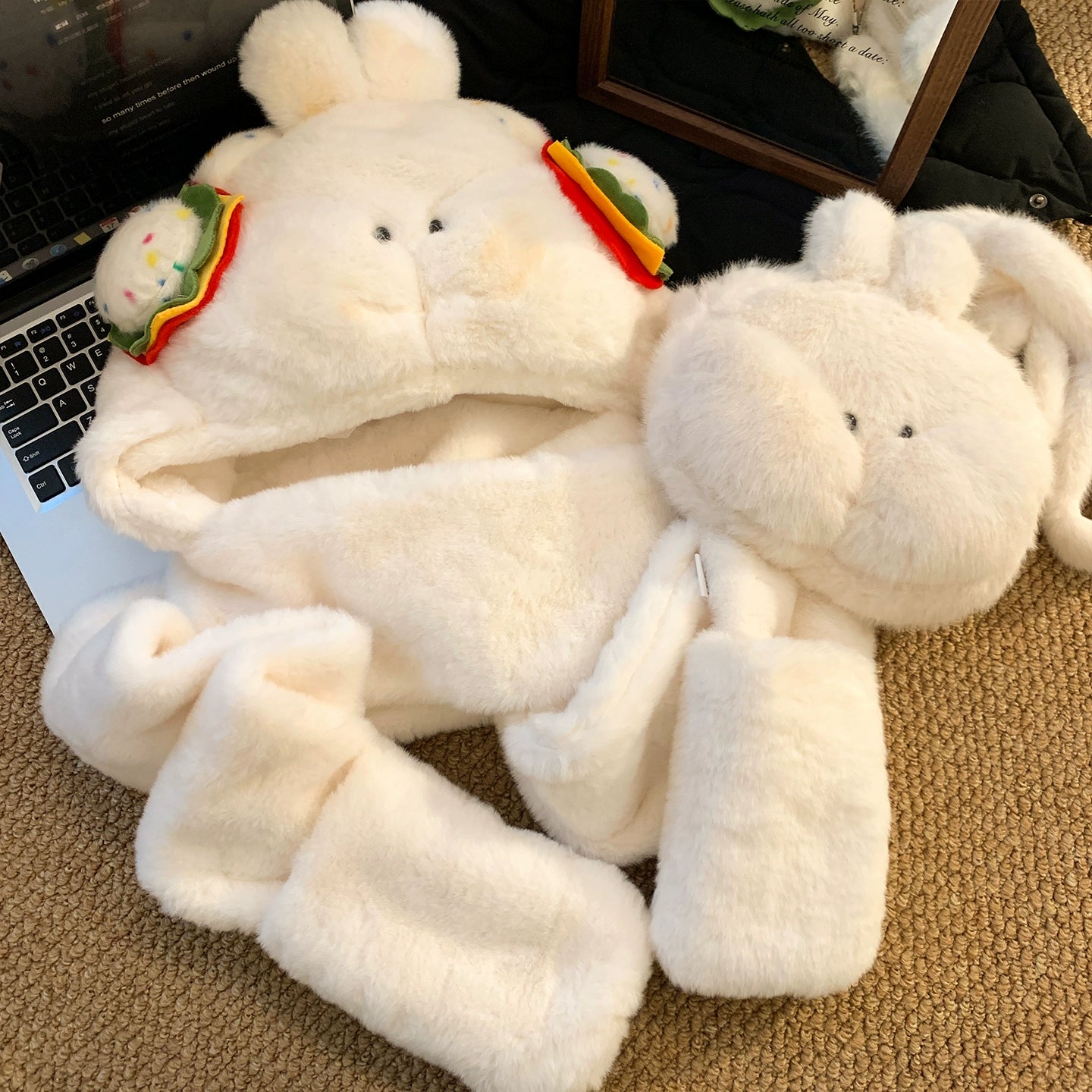 Burger Bear Hat and Scarf in One