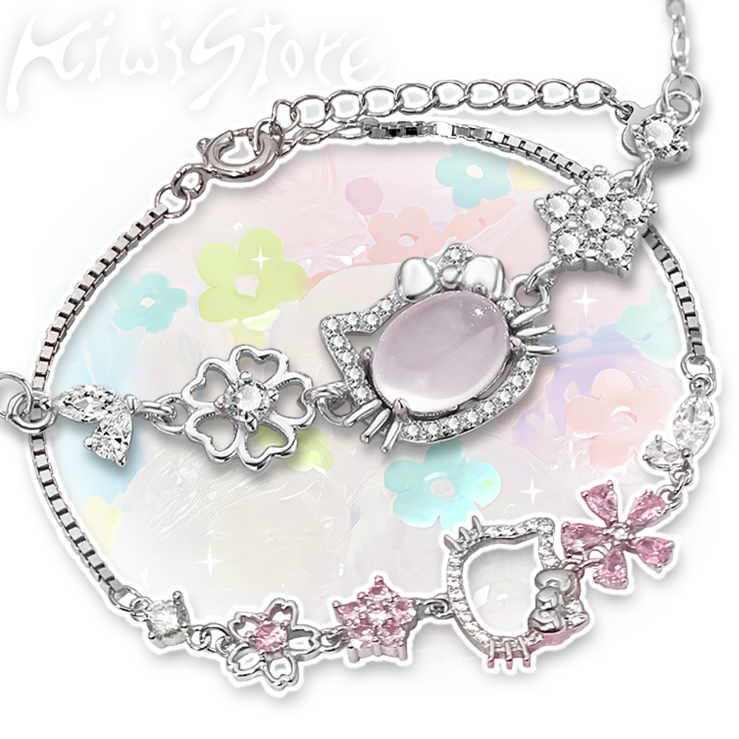 Sakura Pink Diamond KT Bracelet Necklace