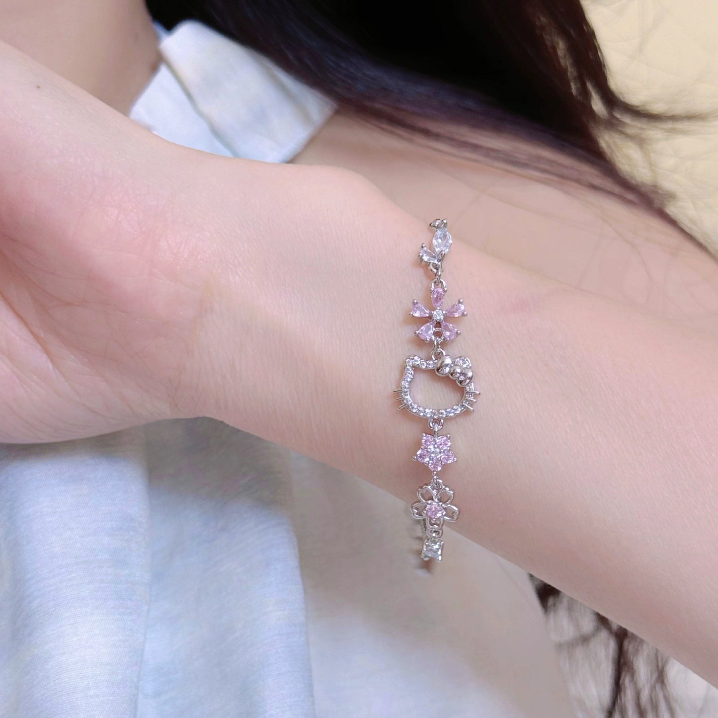 Sakura Pink Diamond KT Bracelet Necklace