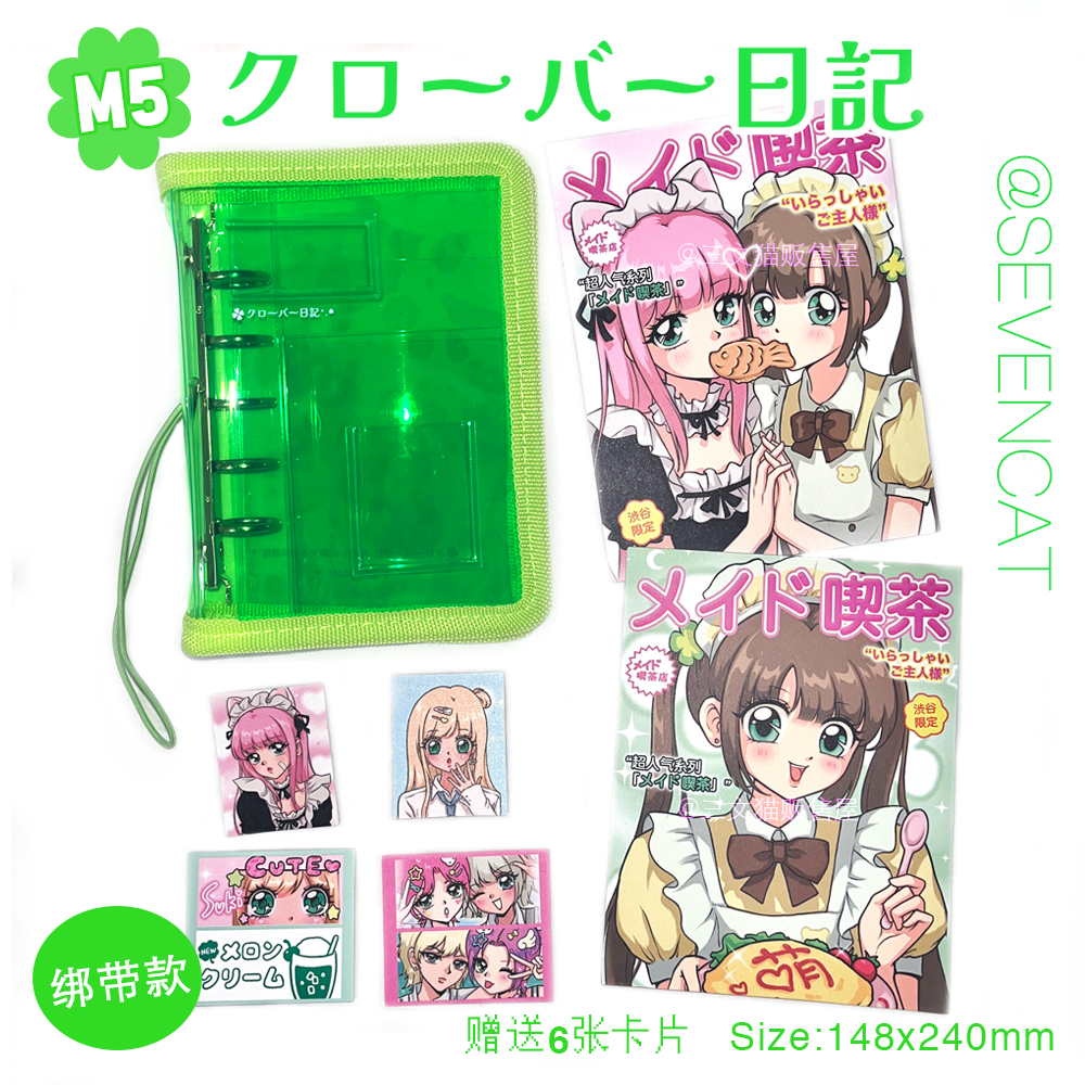 Shibuya Showa M5 ring binder notebook, inner pages storage card book, PVC strap