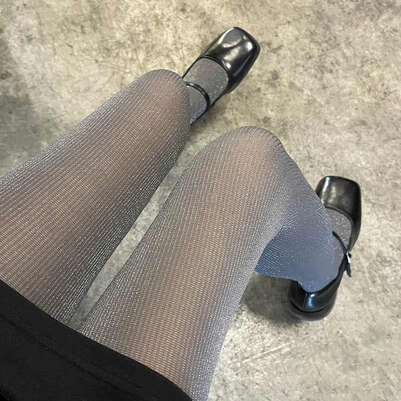 Bright silk pantyhose gray
