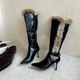 Snow Fox Plush Stiletto Boots