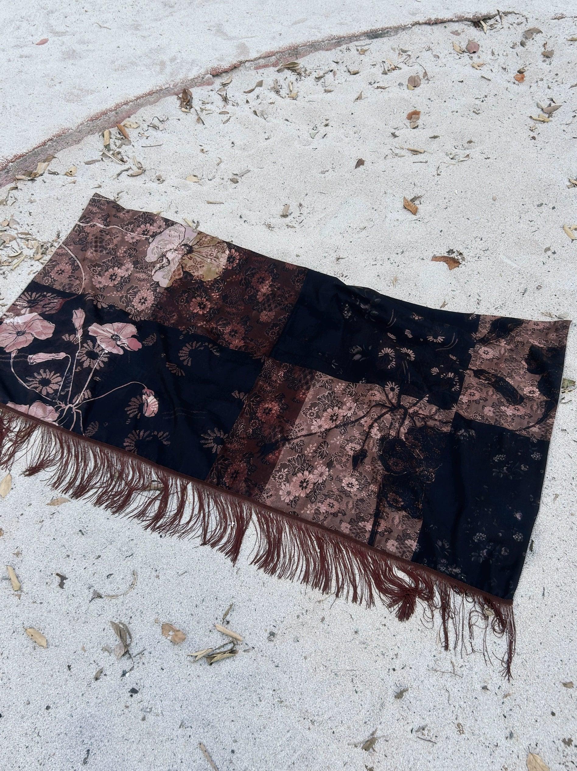 Swaying handmade fringed vintage hanging cloth background cloth