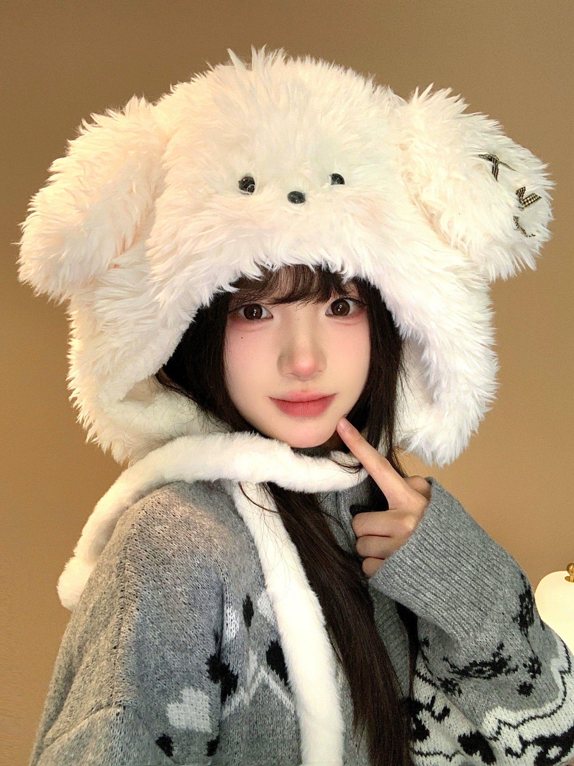 Cute puppy plush hat