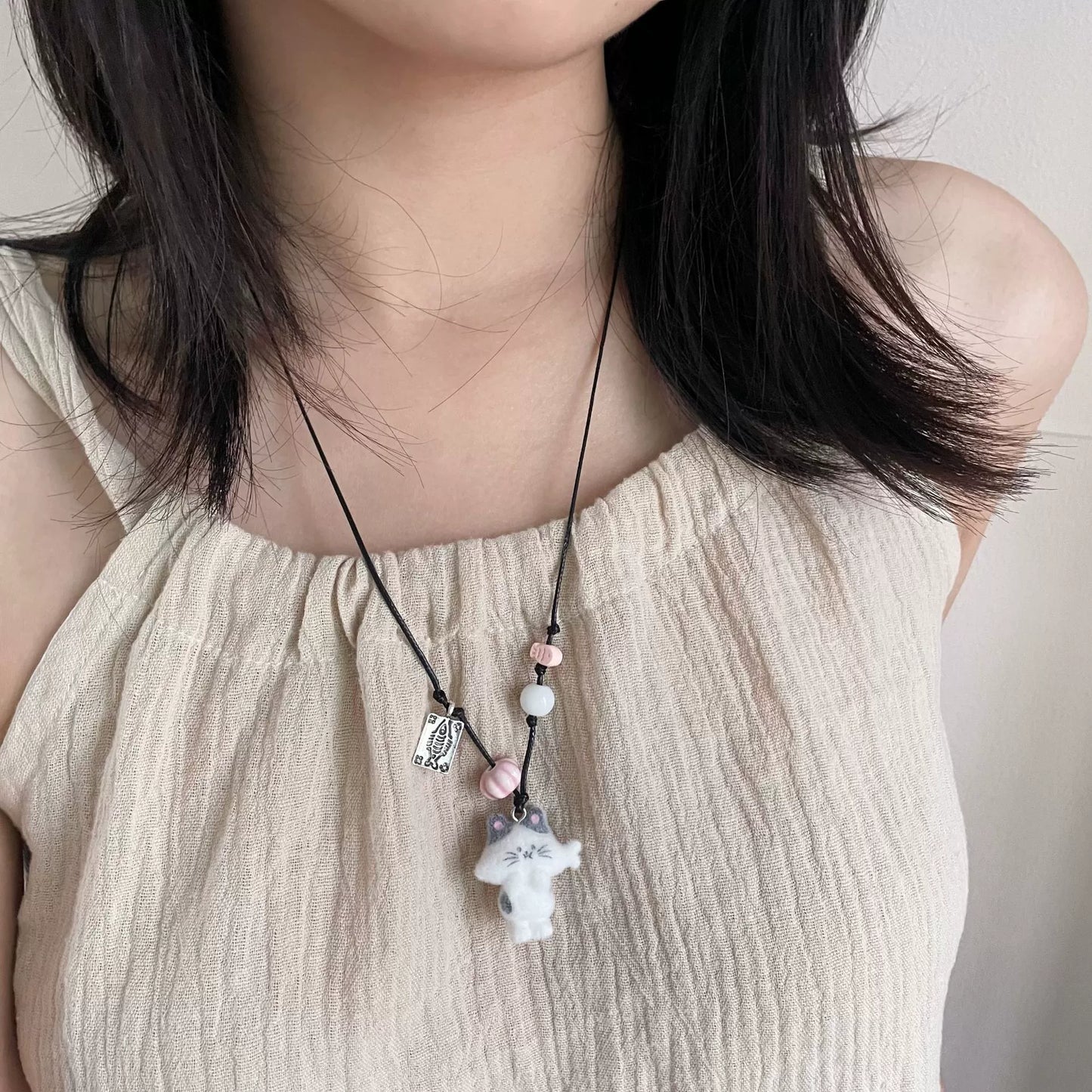 Y2K Mouth Full Kitten Plush Necklace