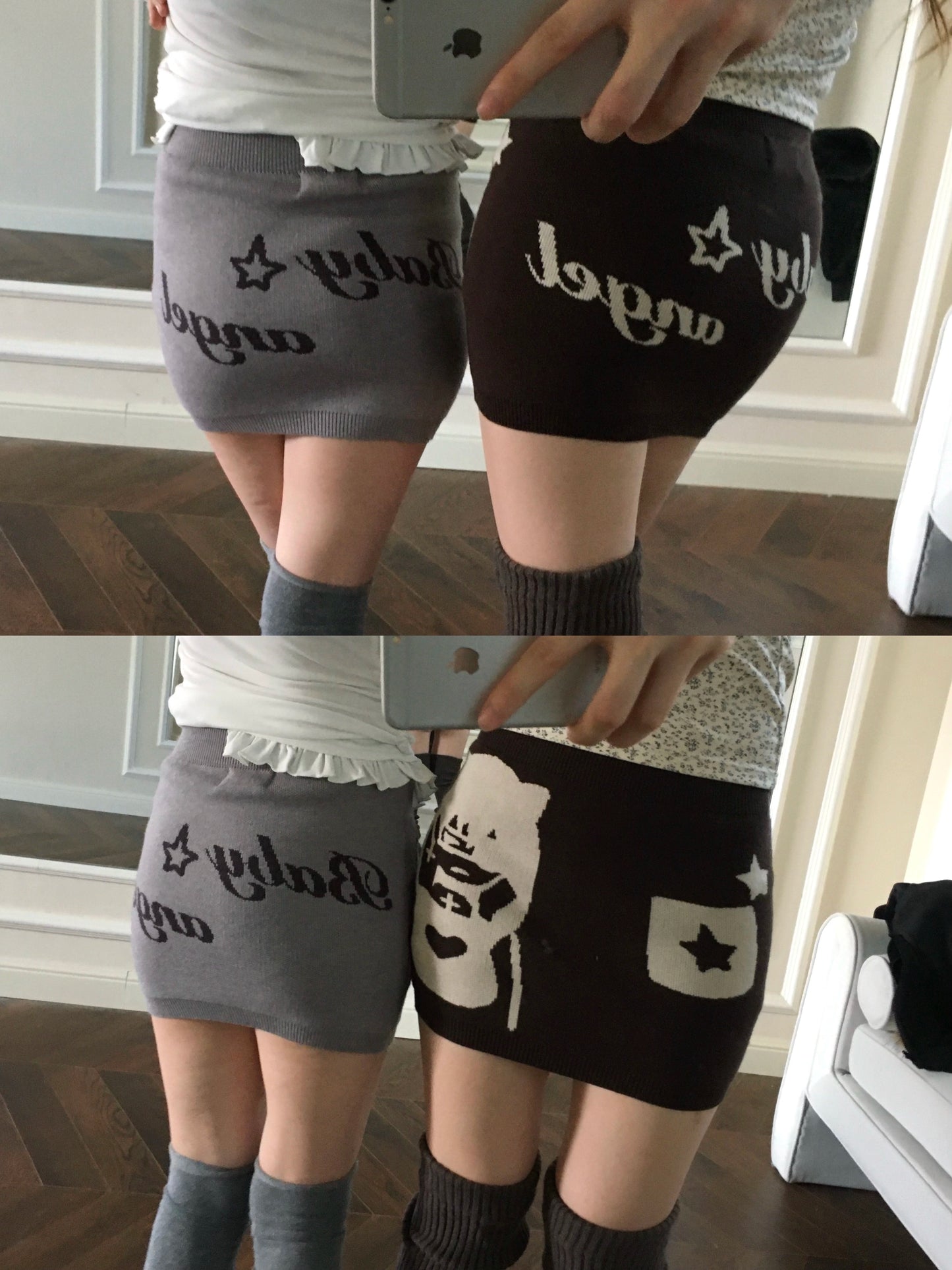 Anime Knitted Butt Skirt, Double Wear Front and Back